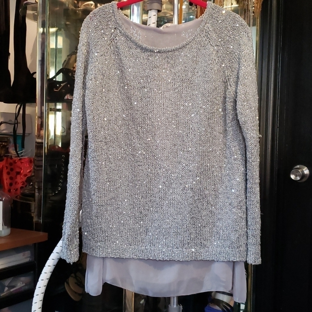 Fancy grey sweater blouse